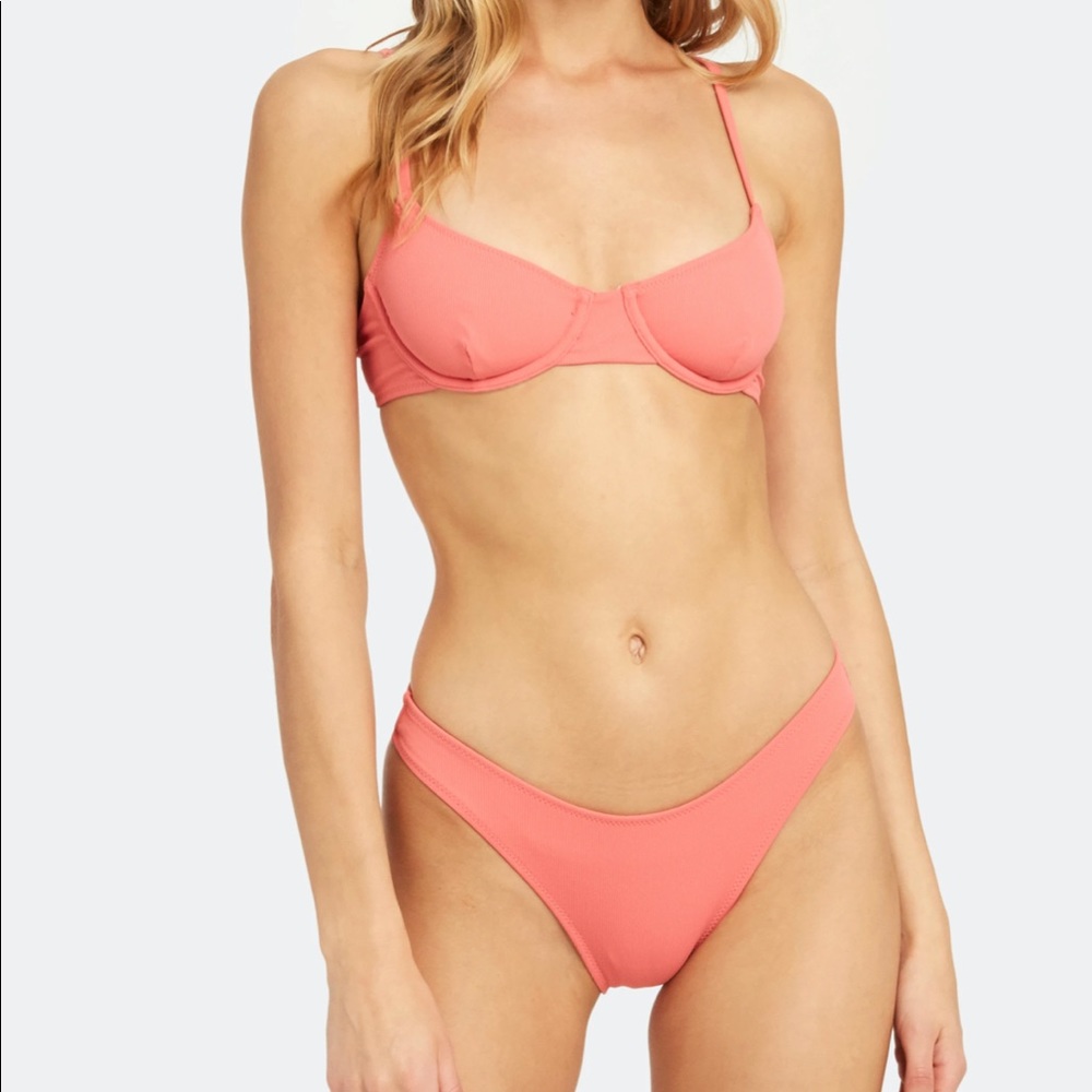 NWT Solid & Striped Eva Dusty Rose Bikini Top + Bottom Set Small